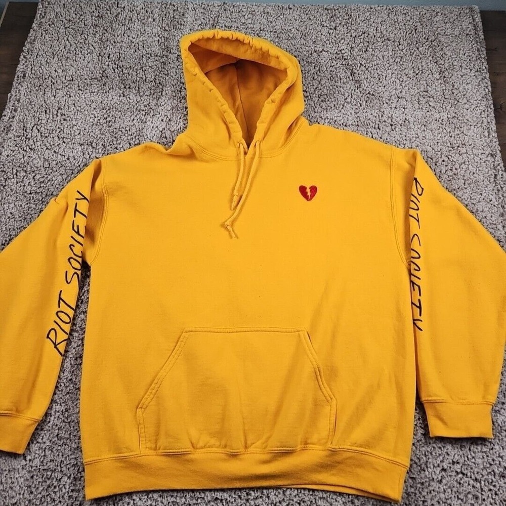 Riot Society Hoodie Adult Medium Yellow Long Sleeve Sweater Sweatshirt Casual